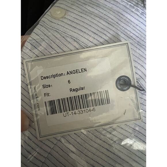 NWT Untuckit Women's Striped Button Angelen Linen Shirt Long Sleeve White Size 6 - Picture 9 of 10